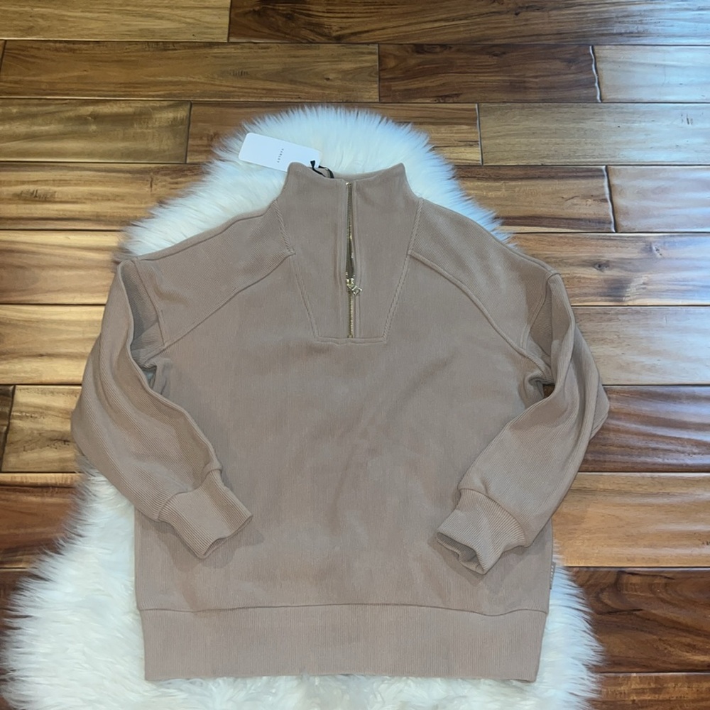 NEW VARLEY rhea half-zip sweat in stucco Sz XS - Picture 3 of 10